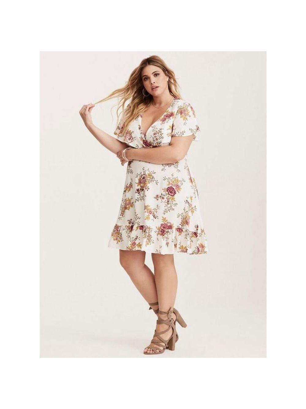 Torrid Multi-Color Floral Print Challis Caplet Skater Dress 2X - Picture 1 of 9